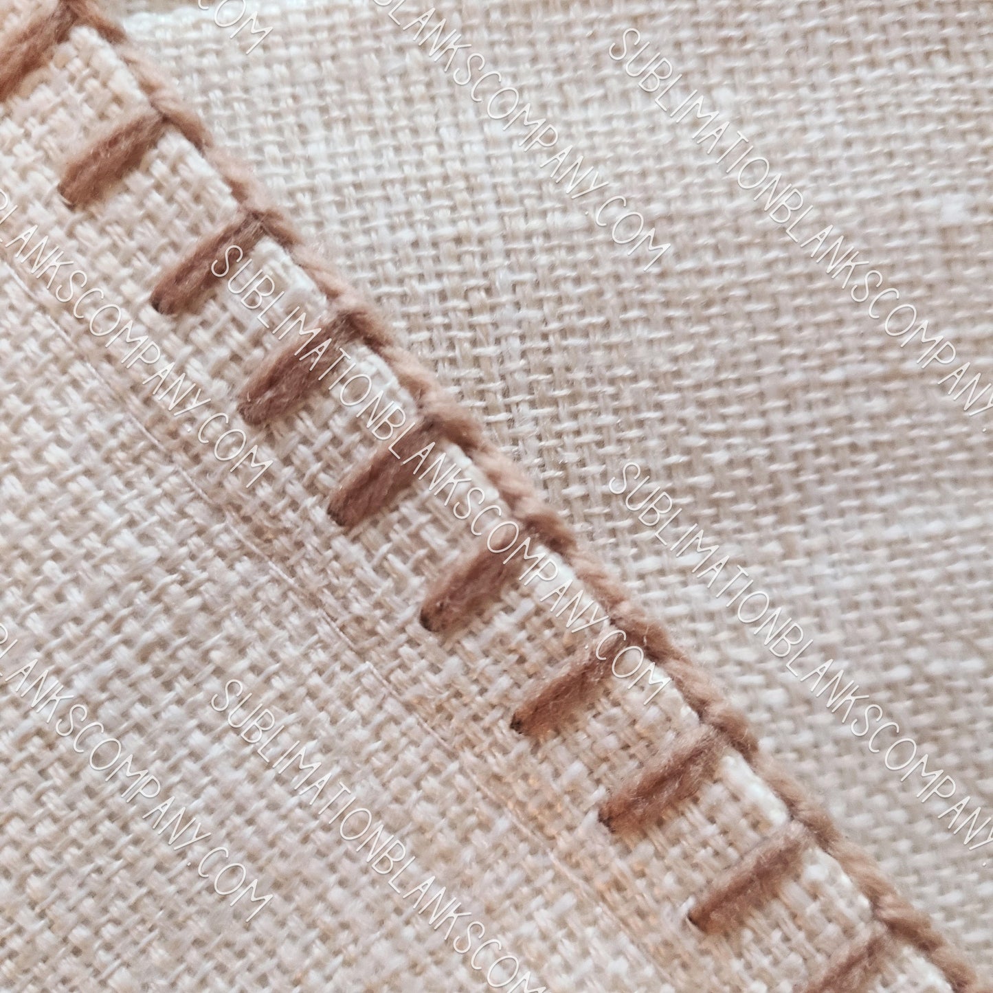 Simple Stitch Natural Lumbar or Square Farmhouse Pillow Cover with Burlap Trim Sublimation Blank
