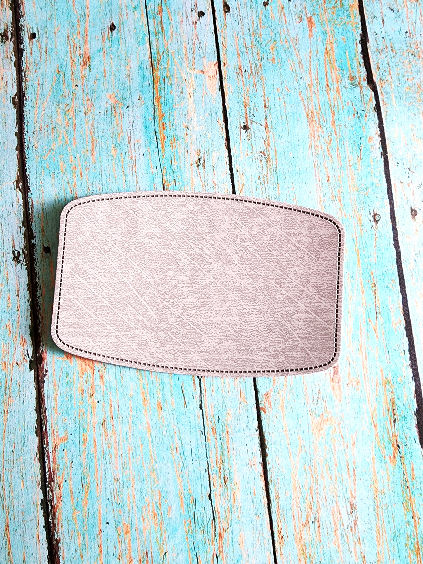 Retro Grey, Sandstone or Tan Leather Hat Patch Sublimation Blank! Rounded Corner Rectangle! Laserable!