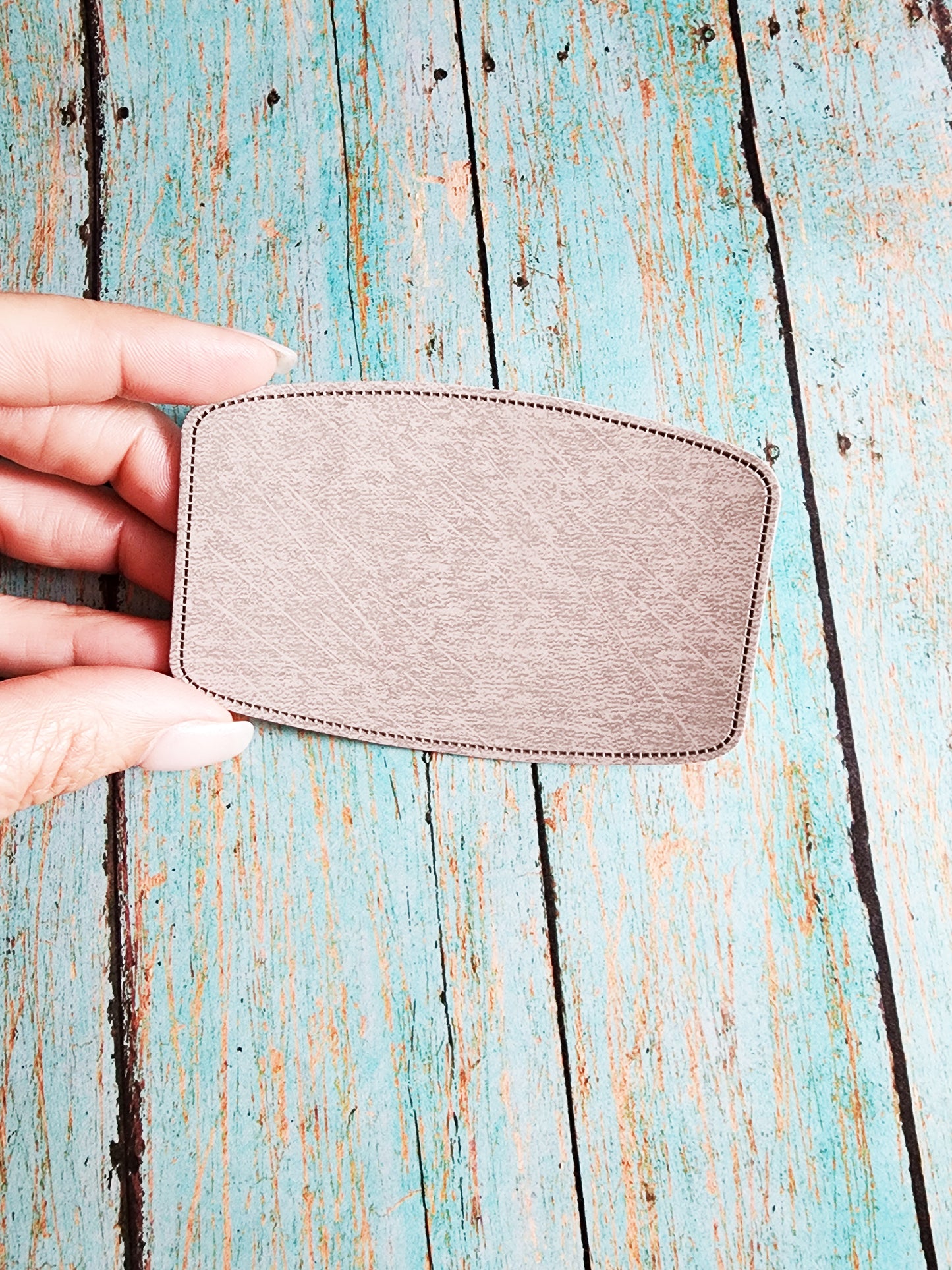 Retro Grey, Sandstone or Tan Leather Hat Patch Sublimation Blank! Rounded Corner Rectangle! Laserable!