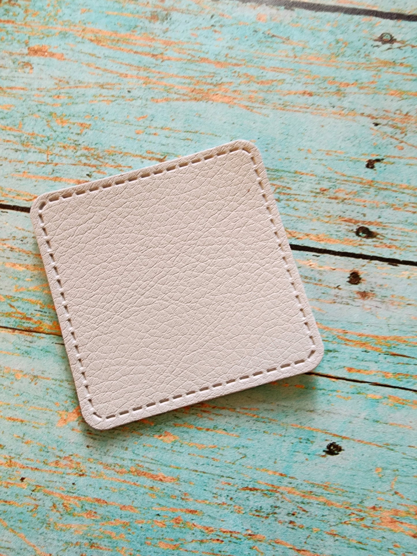 Rounded Square 2" Grey or Tan Faux Leather Hat Patch Sublimation Blank! PU Leather. Laserable!
