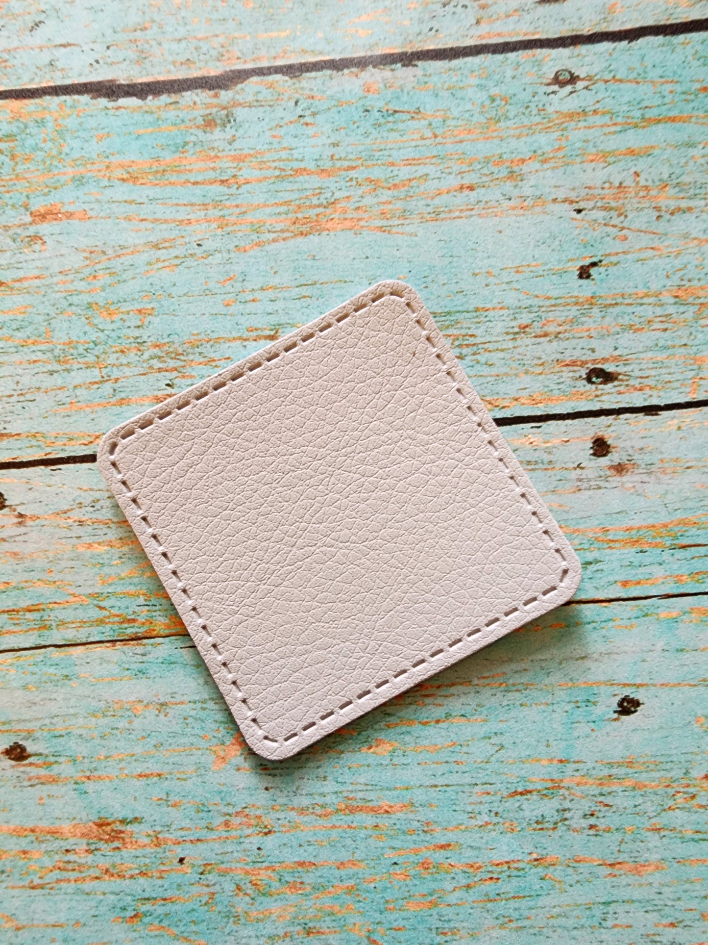 Rounded Square 2" Grey or Tan Faux Leather Hat Patch Sublimation Blank! PU Leather. Laserable!