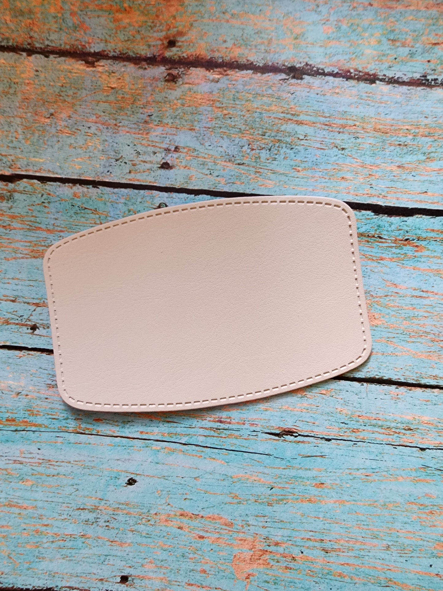 Retro Grey, Sandstone or Tan Leather Hat Patch Sublimation Blank! Rounded Corner Rectangle! Laserable!