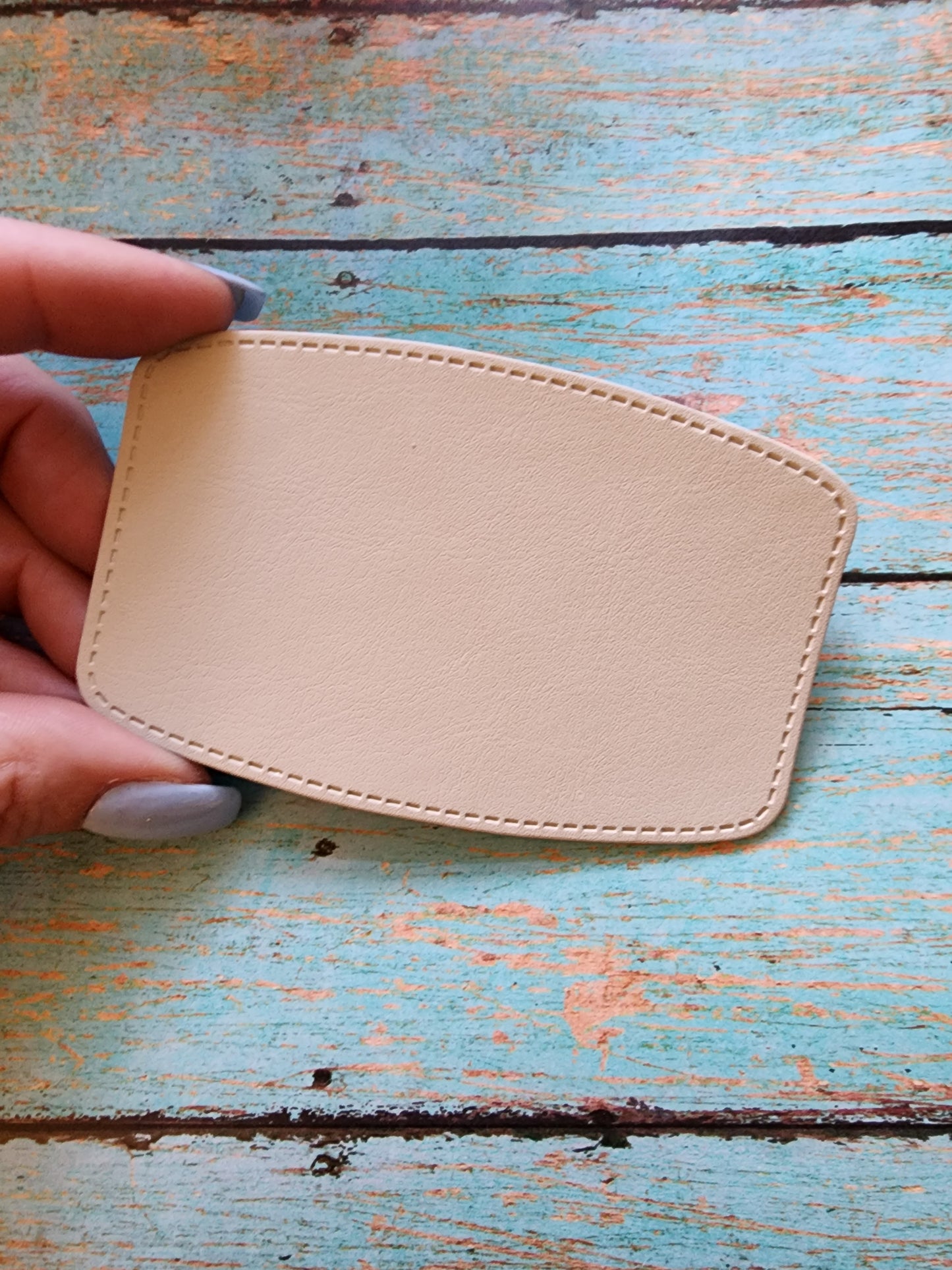 Retro Grey, Sandstone or Tan Leather Hat Patch Sublimation Blank! Rounded Corner Rectangle! Laserable!