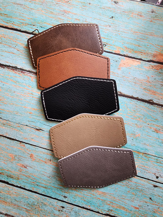 Vegan Faux PU Leather 2" x 3" and 2.5" x 4" Hexagon Diamond Hat Patch Blank! Laserable!