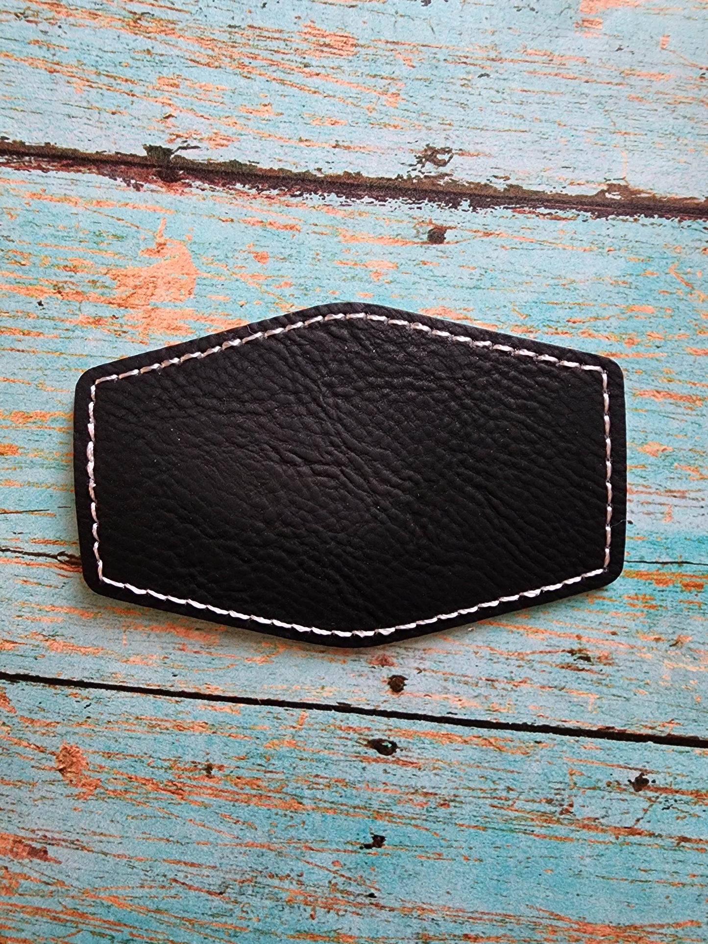 Vegan Faux PU Leather 2" x 3" and 2.5" x 4" Hexagon Diamond Hat Patch Blank! Laserable!