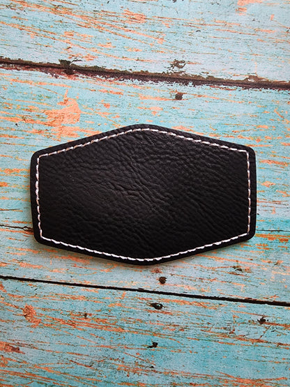 Vegan Faux PU Leather 2" x 3" and 2.5" x 4" Hexagon Diamond Hat Patch Blank! Laserable!