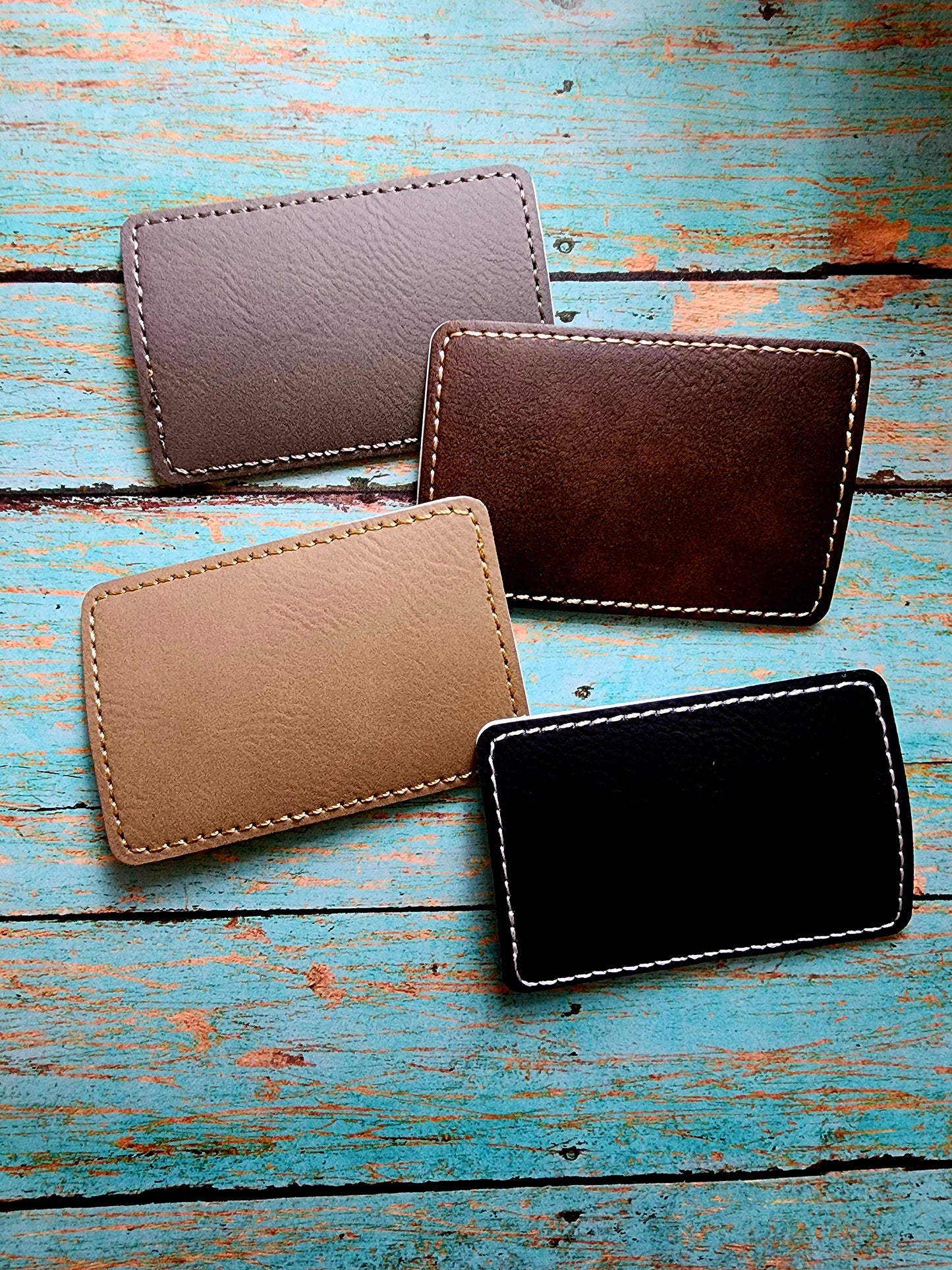 Vegan Faux Leather 2" x 3" Rounded Rectangle Hat Patch Blank! Laserable!