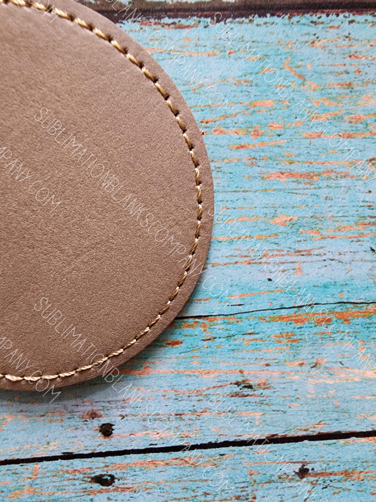 Vegan Stitched Faux Leather 2.5" Round Hat Patch Blank! Laserable!
