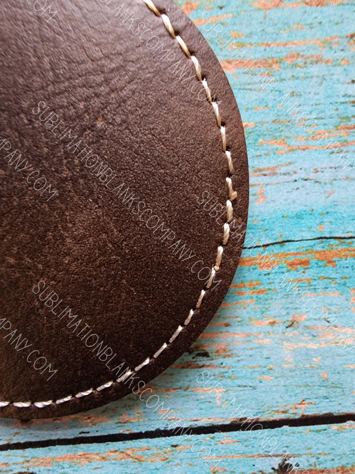 Vegan Stitched Faux Leather 2.5" Round Hat Patch Blank! Laserable!
