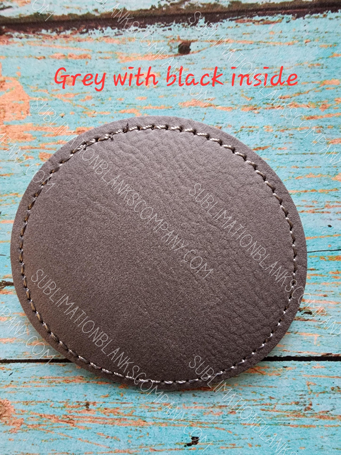 Vegan Stitched Faux Leather 2.5" Round Hat Patch Blank! Laserable!