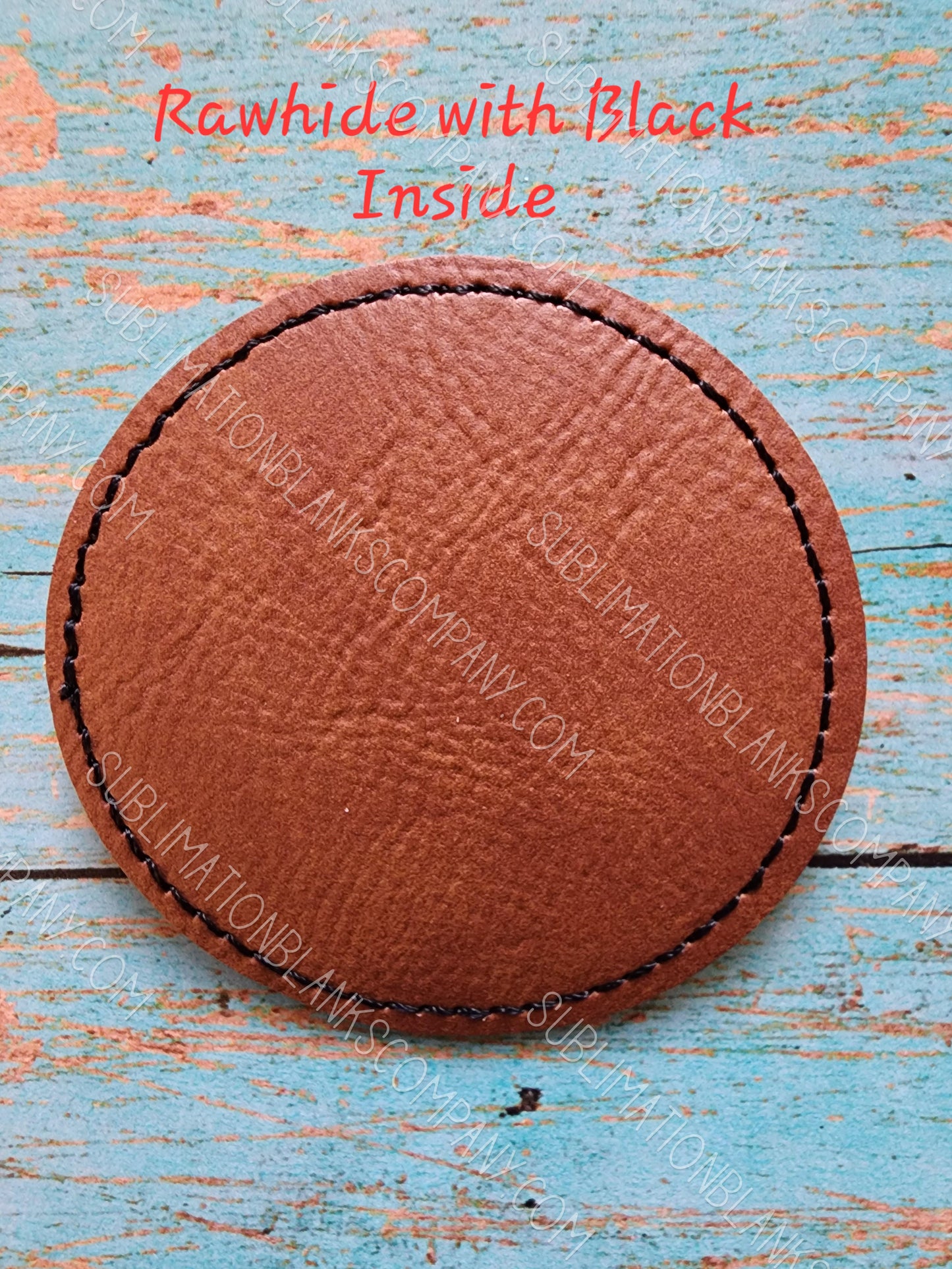 Vegan Stitched Faux Leather 2.5" Round Hat Patch Blank! Laserable!
