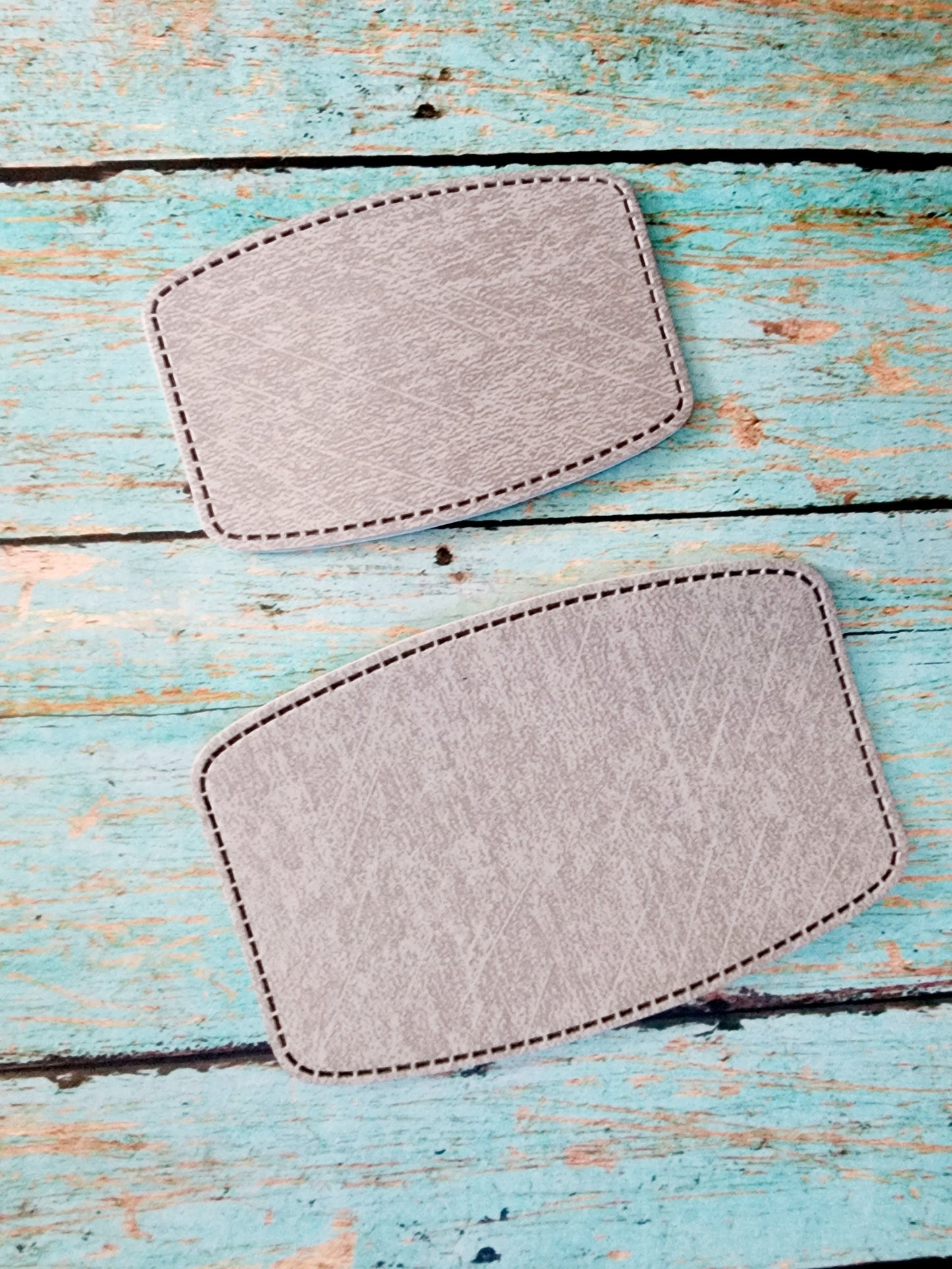 Retro Grey, Sandstone or Tan Leather Hat Patch Sublimation Blank! Rounded Corner Rectangle! Laserable!