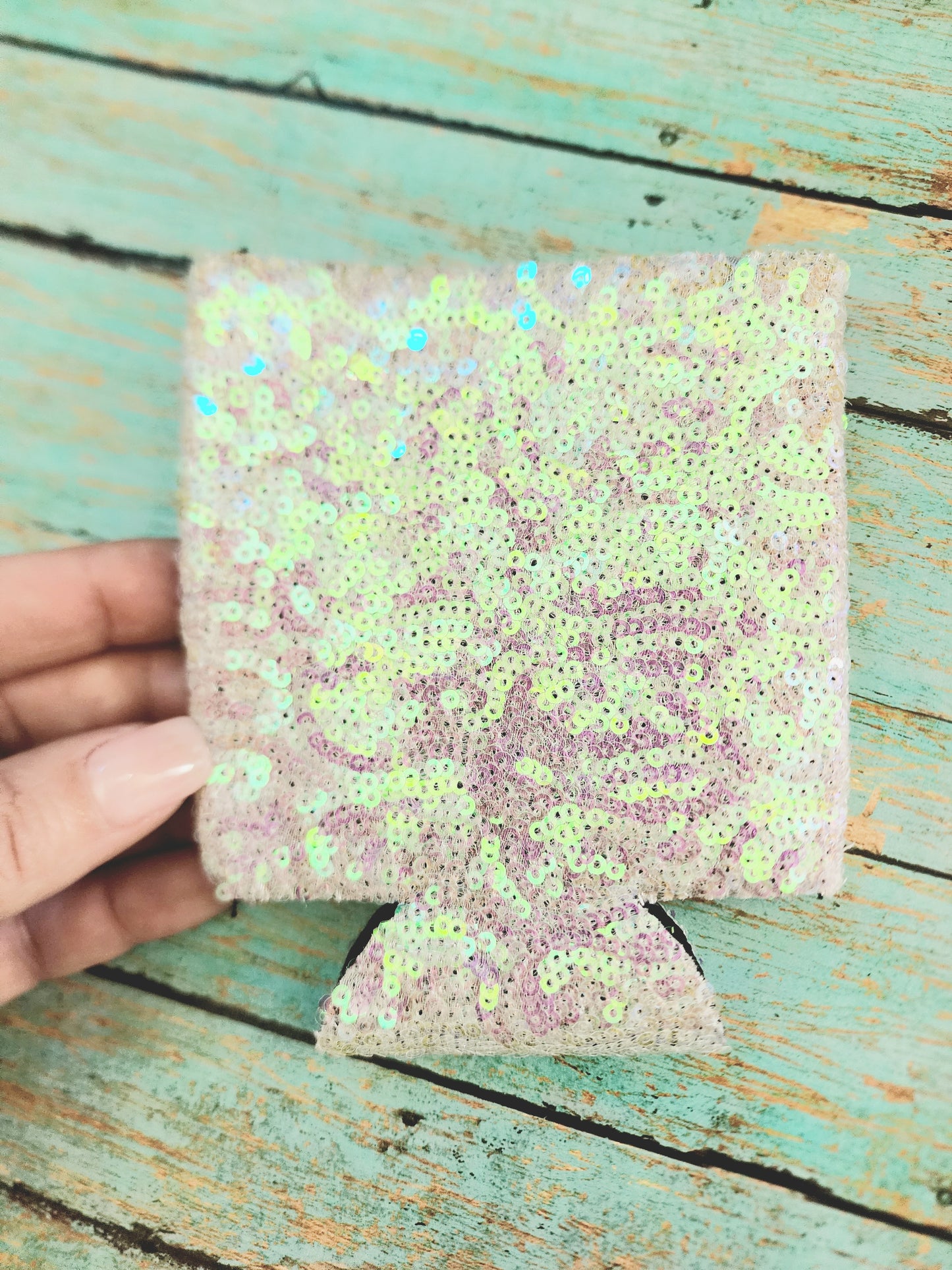 Unicorn White Sequin Neoprene Koozie with White Pocket Sublimation Blank! Can Cooler (Copy)