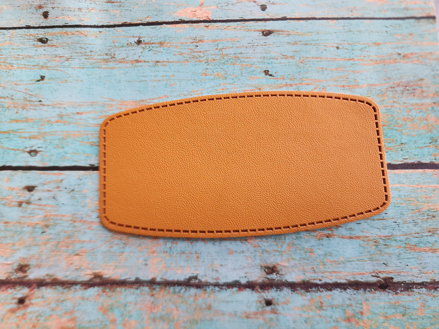 Retro Grey, Sandstone or Tan Leather Hat Patch Sublimation Blank! Rounded Corner Rectangle! Laserable!