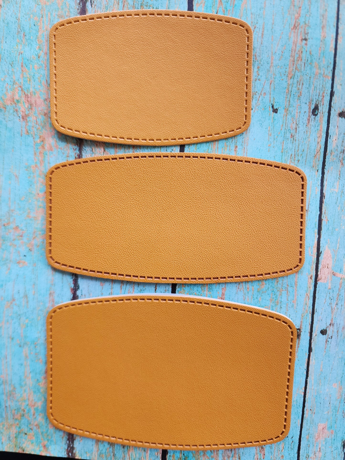 Retro Grey, Sandstone or Tan Leather Hat Patch Sublimation Blank! Rounded Corner Rectangle! Laserable!
