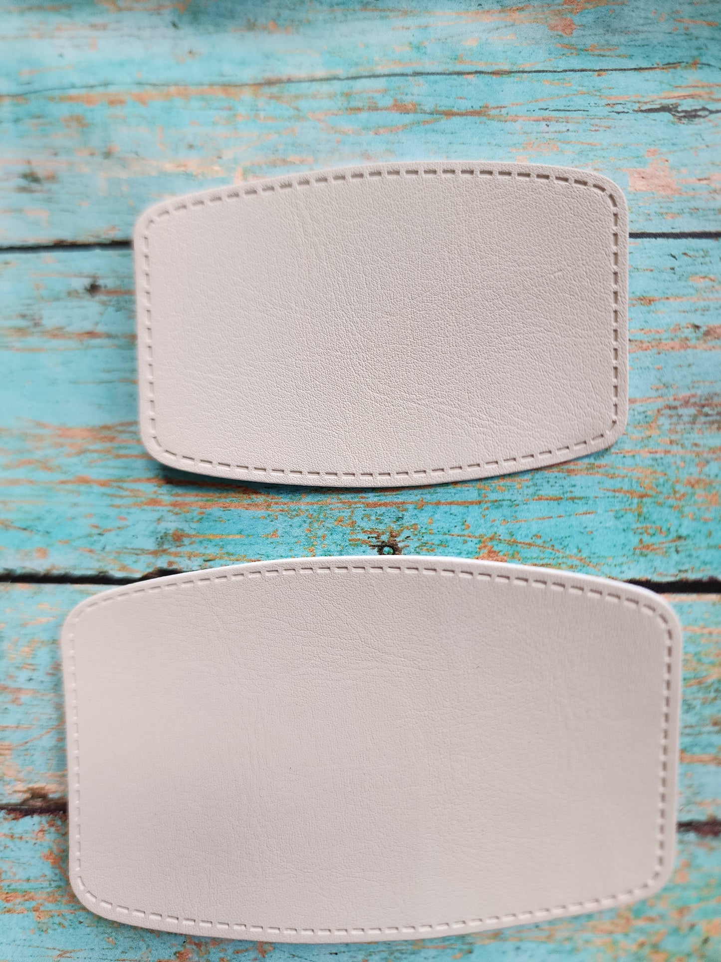 Retro Grey, Sandstone or Tan Leather Hat Patch Sublimation Blank! Rounded Corner Rectangle! Laserable!