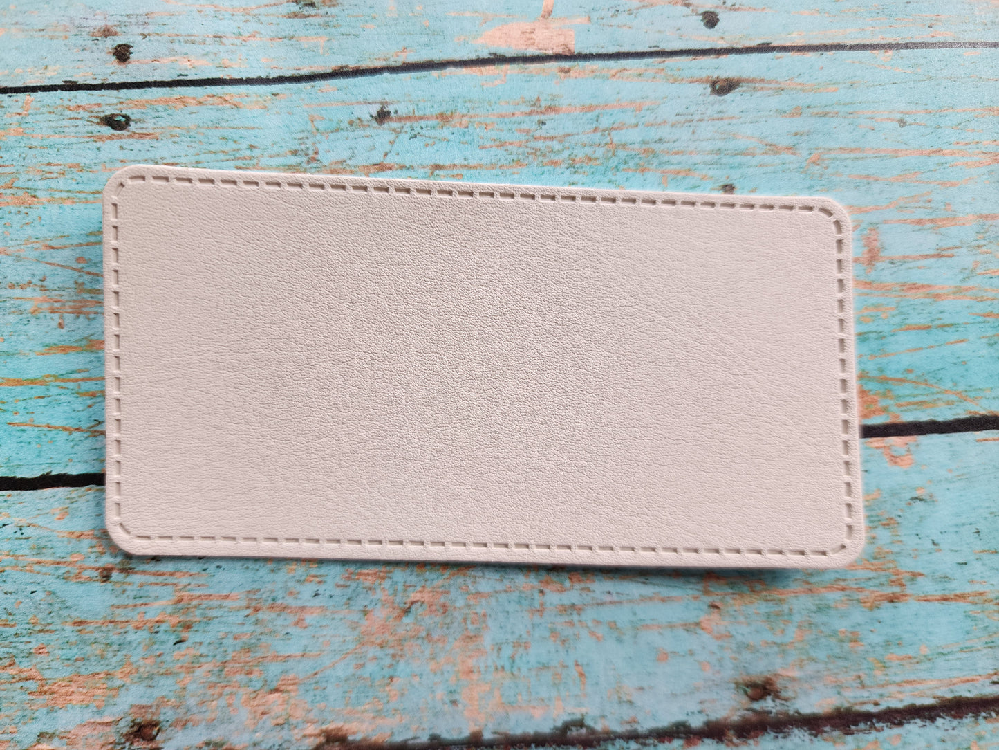 Elongated Skinny Rectangle 4" x 2" Retro Sandstone or Tan Leather Hat Patch Sublimation Blank! Laserable!