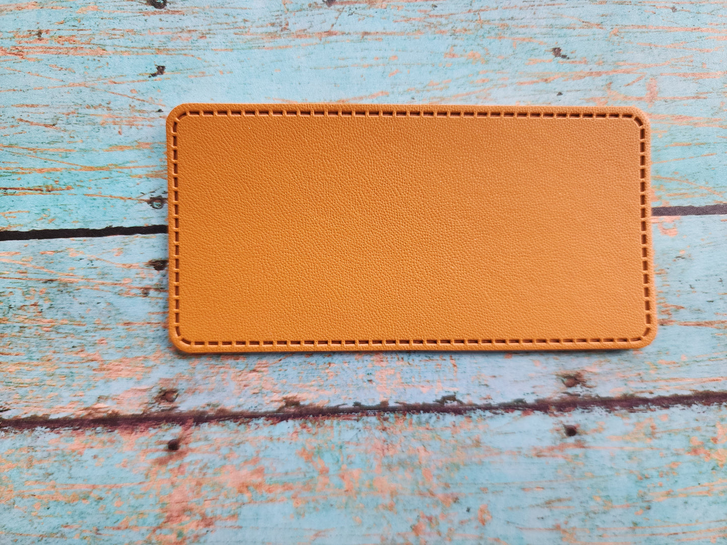 Elongated Skinny Rectangle 4" x 2" Retro Sandstone or Tan Leather Hat Patch Sublimation Blank! Laserable!