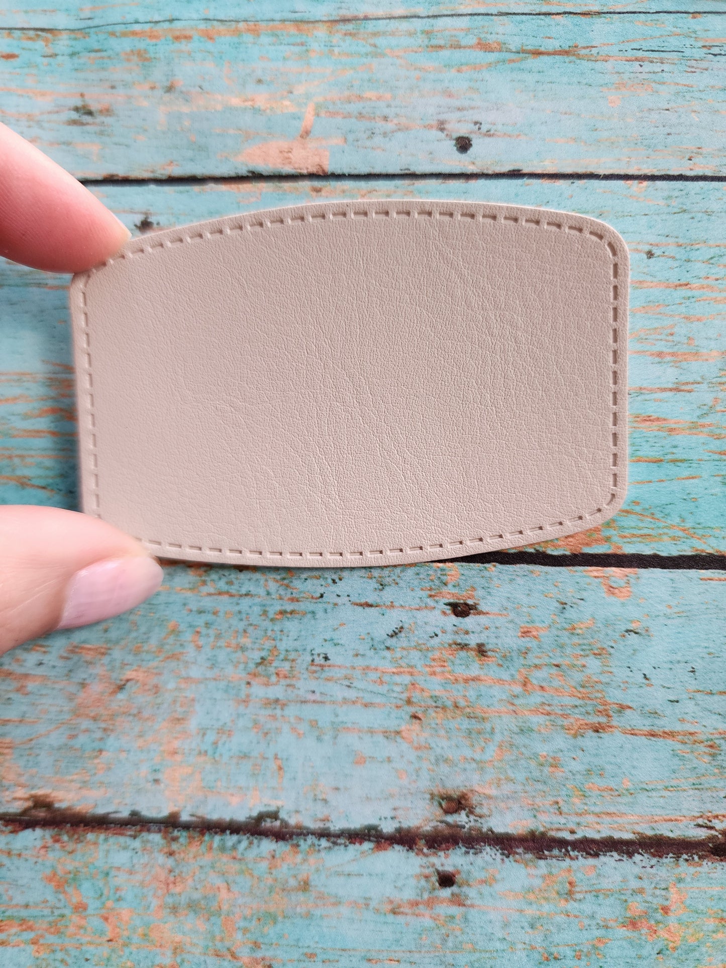 Retro Grey, Sandstone or Tan Leather Hat Patch Sublimation Blank! Rounded Corner Rectangle! Laserable!