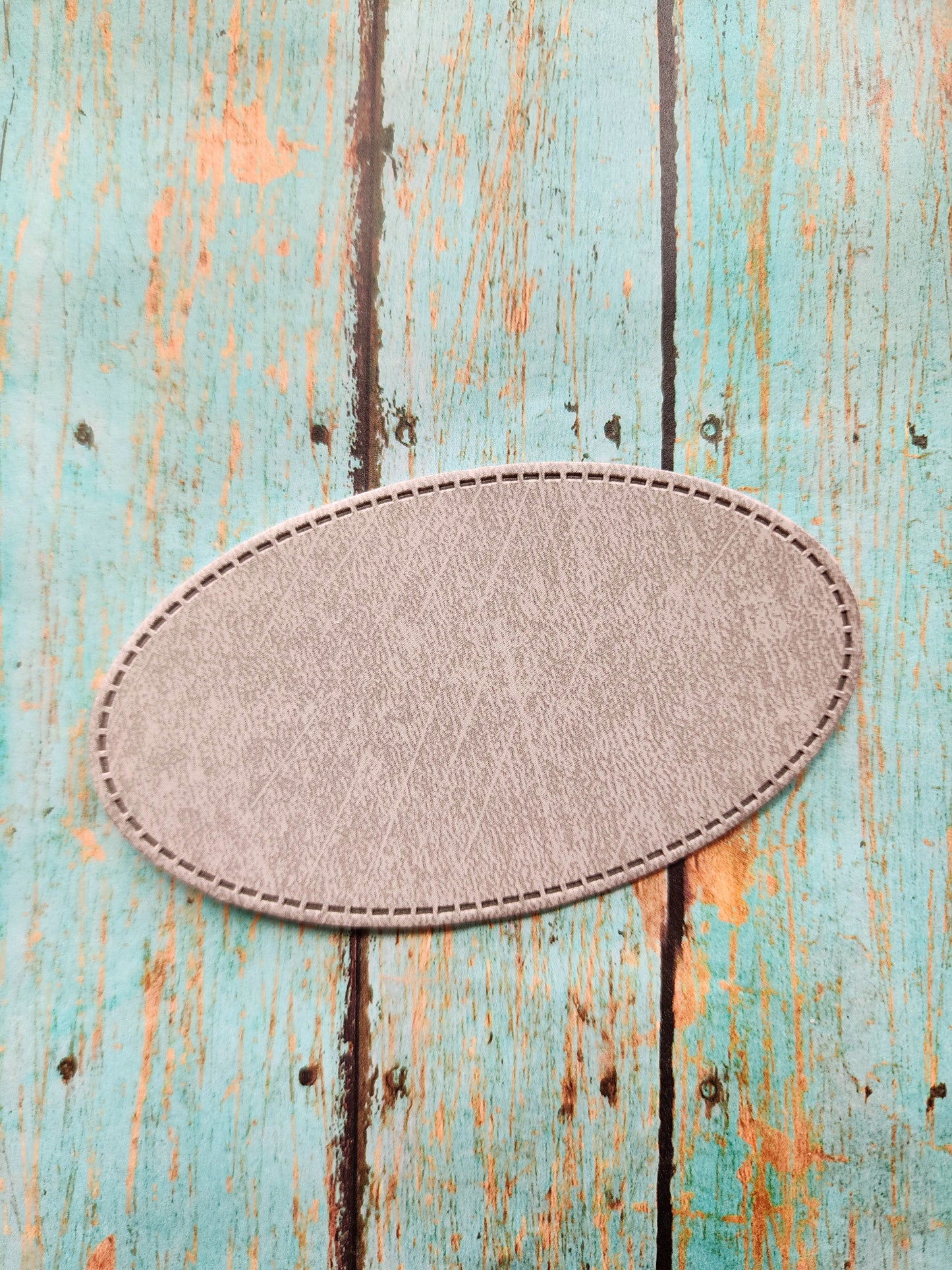 Oval 4" Faux Leather Hat Patch Sublimation Blank! PU Leather. Tan-Grey-Sand. Laserable!