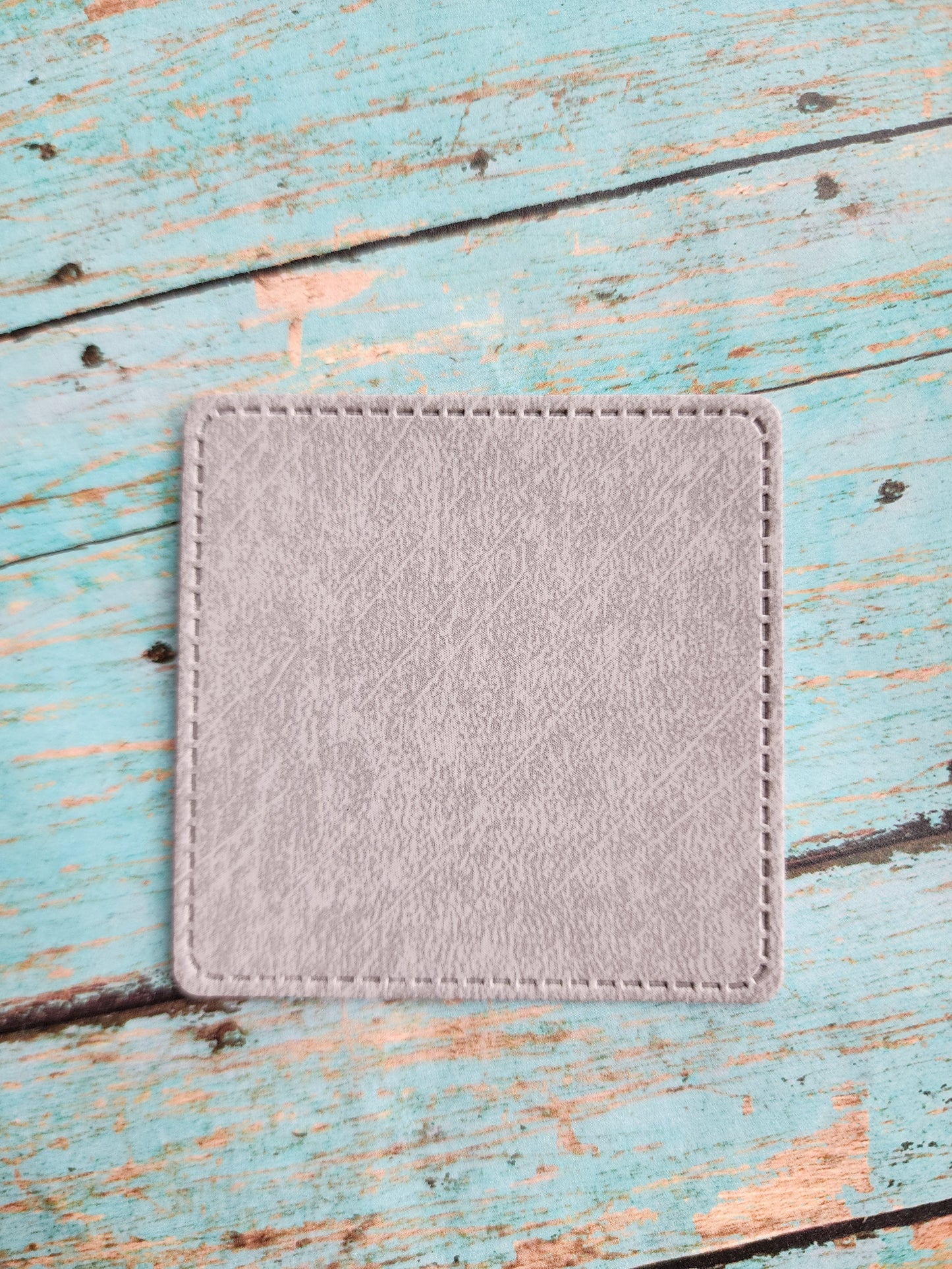Rounded Square 2.5" Grey Faux Leather Hat Patch Sublimation Blank! PU Leather. Laserable!
