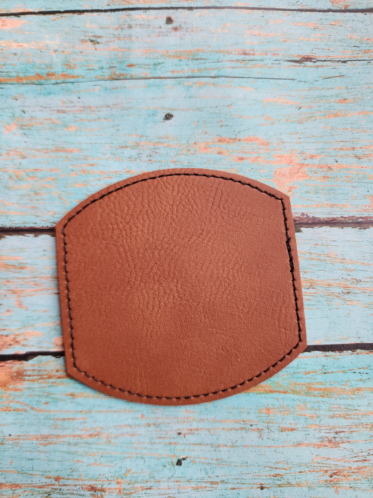 Vegan Tan Faux PU Leather 3" x 3" Buckle Shape Hat Patch Blank! Laserable!