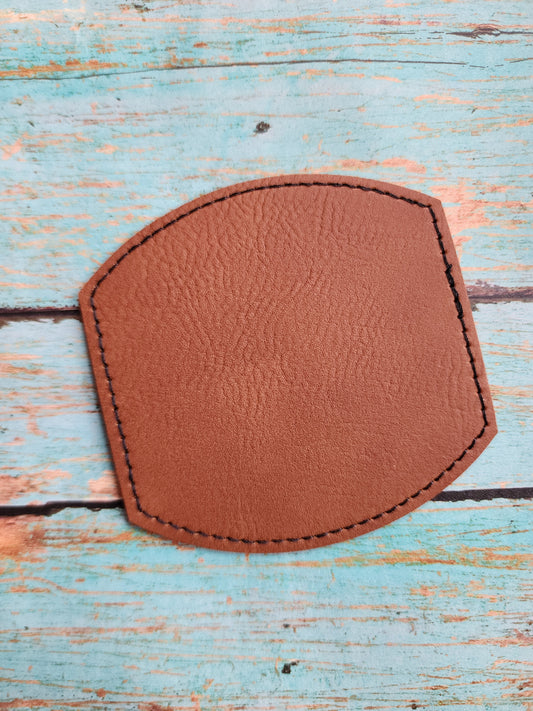 Vegan Tan Faux PU Leather 3" x 3" Buckle Shape Hat Patch Blank! Laserable!