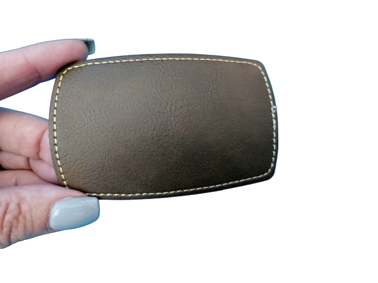 Vegan Faux Leather Large 2.5" x 4" Rounded Rectangle Hat Patch Blank! Laserable!
