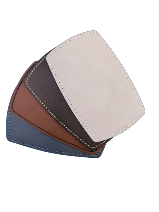 Vegan Faux Leather Large 2.5" x 4" Rounded Rectangle Hat Patch Blank! Laserable!
