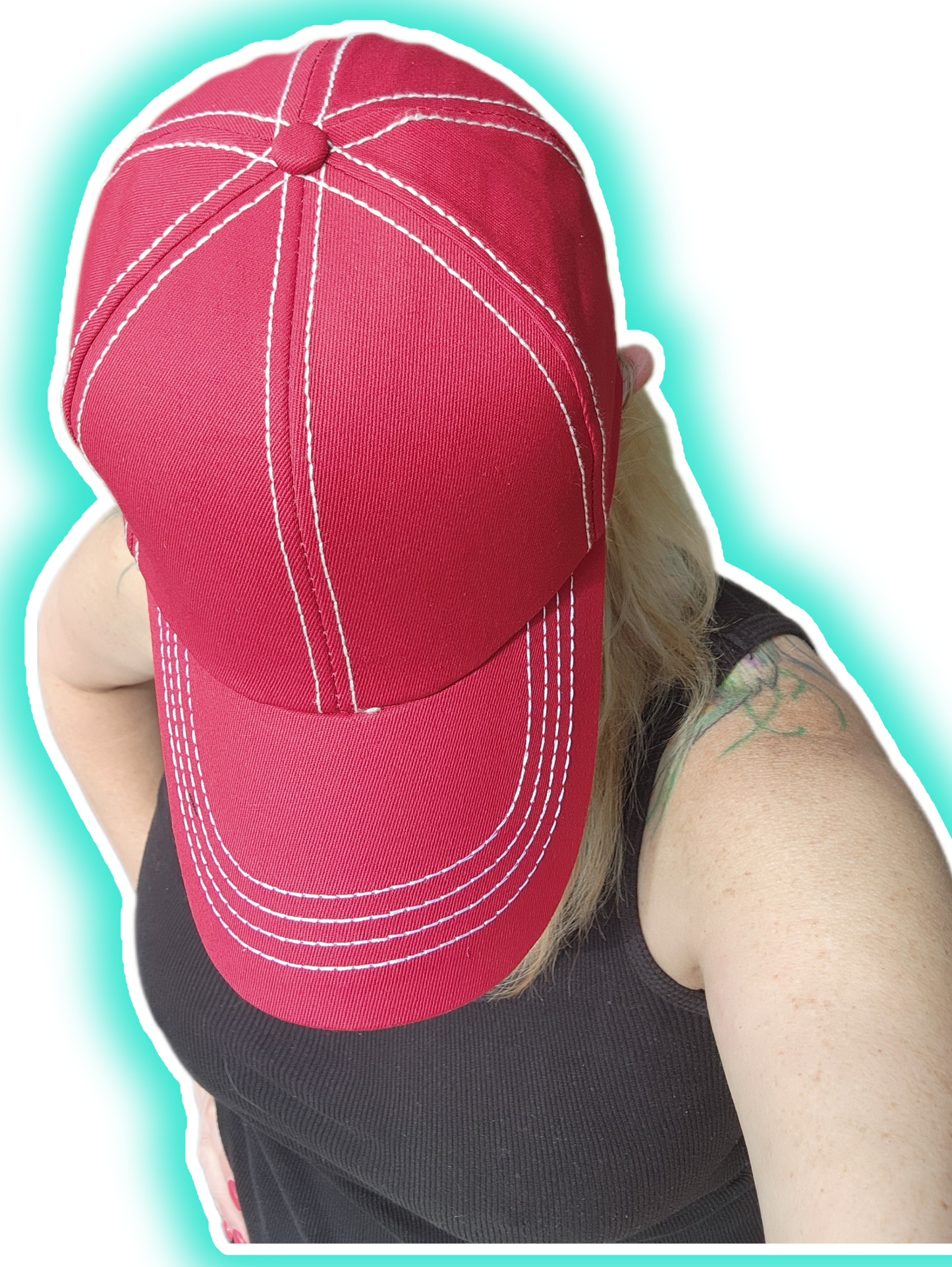 Red Structured Velcro Adjustable Unisex Baseball Trucker Hat Cap