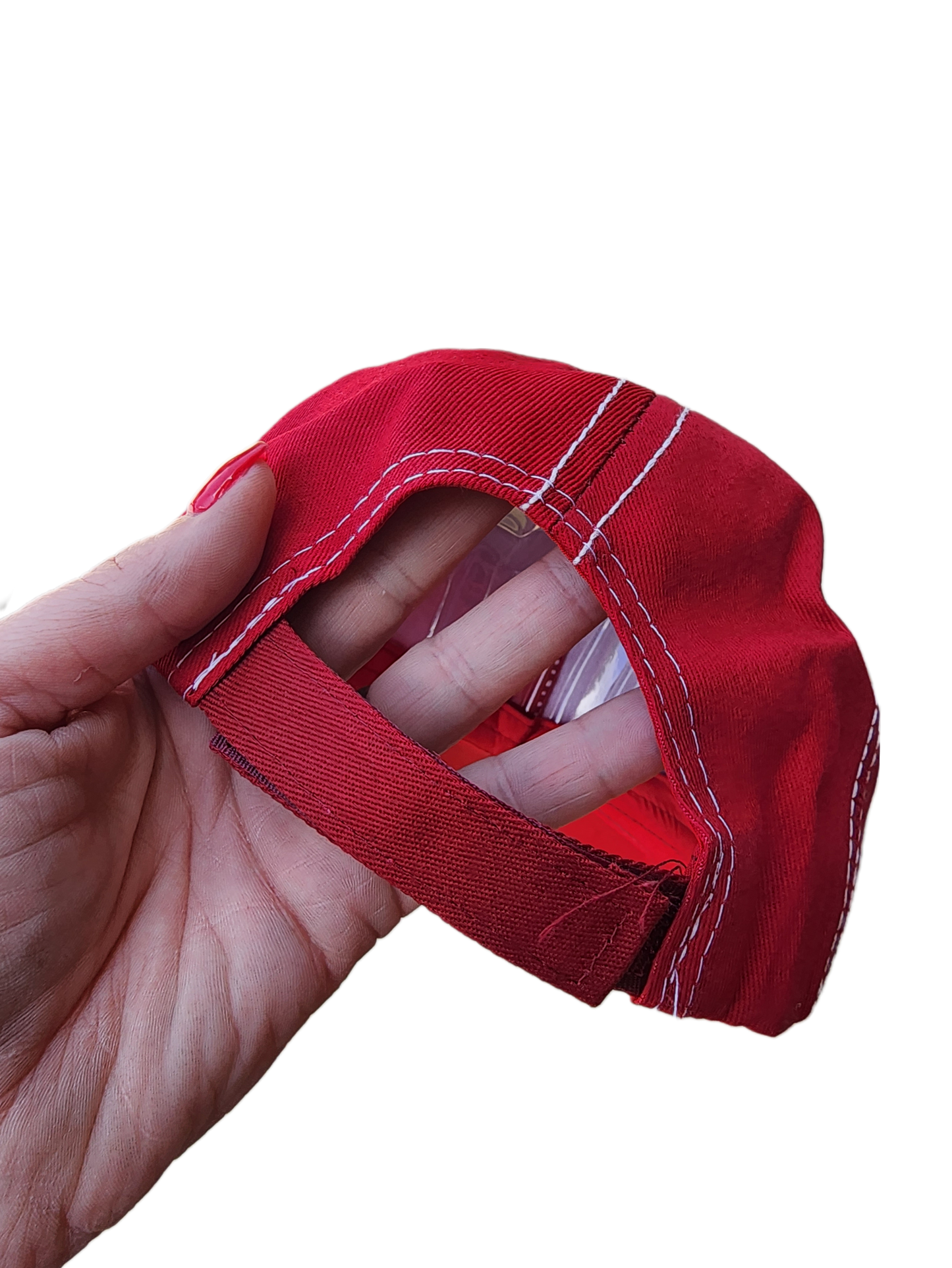 Red Structured Velcro Adjustable Unisex Baseball Trucker Hat Cap