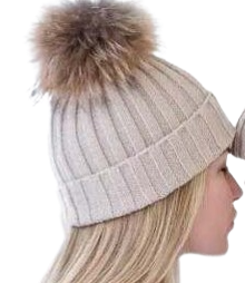 Adult and Kids Faux Fur Pom Pom Creamy tan Color Blank Beanie Hat. Perfect for Hat Patches.