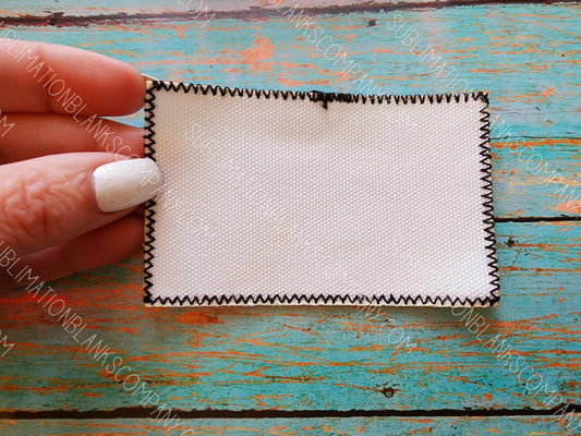 Rectangle 2.5x4" Zig Zag Stitched Distressed Burlap Sublimation Hat Patch Sublimation Blank with Glue Back