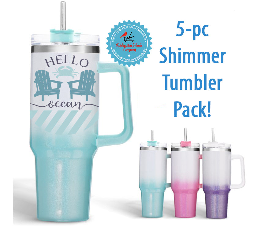 5-Pack 40OZ Sublimation Blank Tumbler With Handle! FREE SHIPPING
