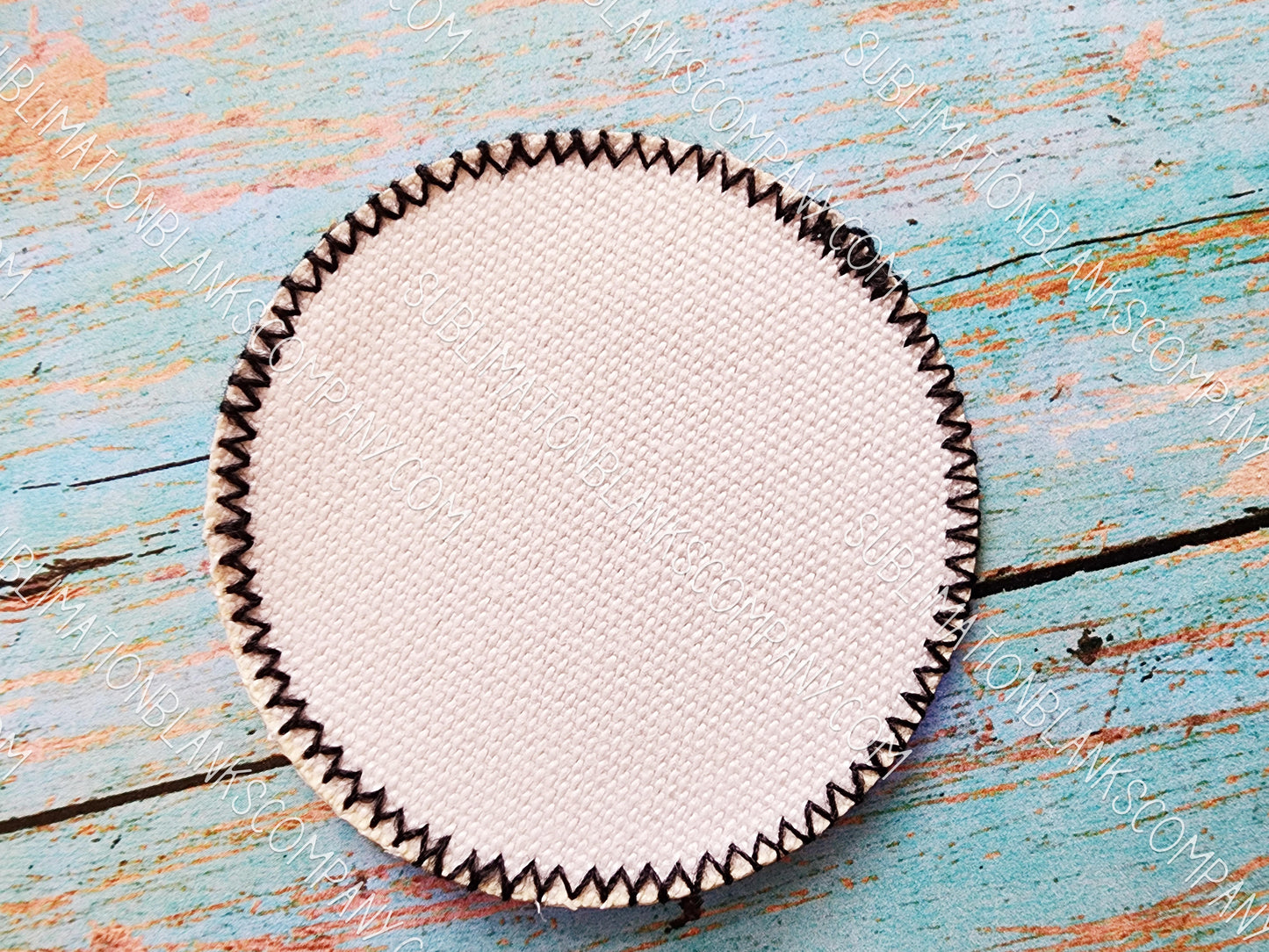 Round 2.5" Zig Zag Stitched Distressed Burlap Sublimation Hat Patch Sublimation Blank with Glue Back