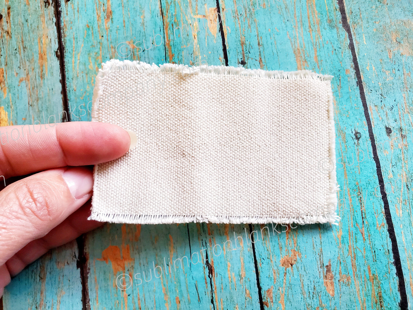 Distressed Burlap Rectangle Hat Patch Sublimation Blank. Raggy