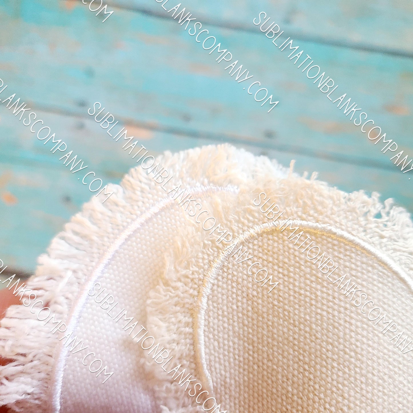 Oval Raggy Distressed Burlap Center Stitched Hat Patch Sublimation Blank with Glue Paper
