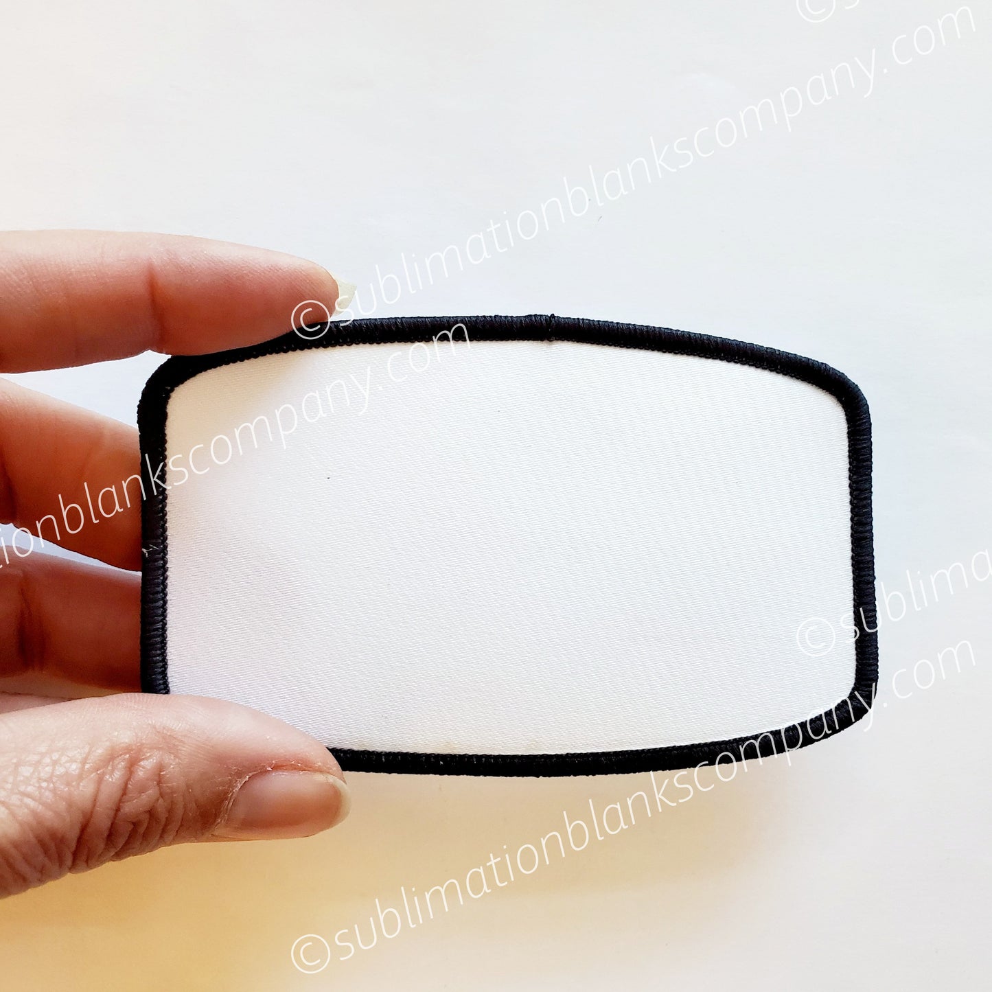 Rounded Rectangle Hat Patch Sublimation Blank with Black Trim