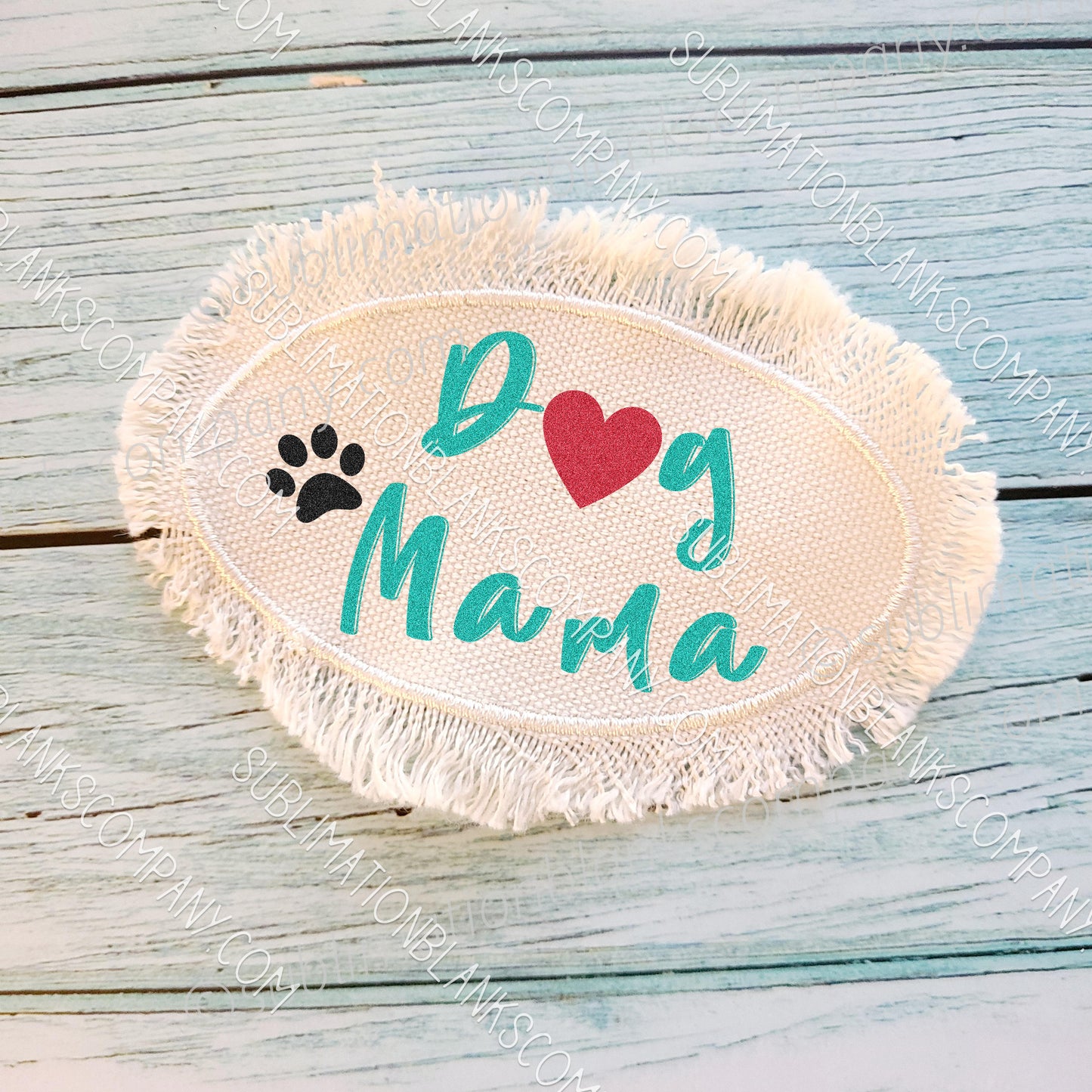 Oval Raggy Distressed Burlap Center Stitched Hat Patch Sublimation Blank with Glue Paper