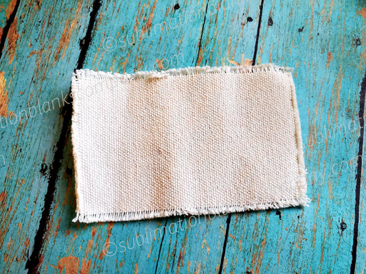 Distressed Burlap Rectangle Hat Patch Sublimation Blank with Glue Paper. Raggy