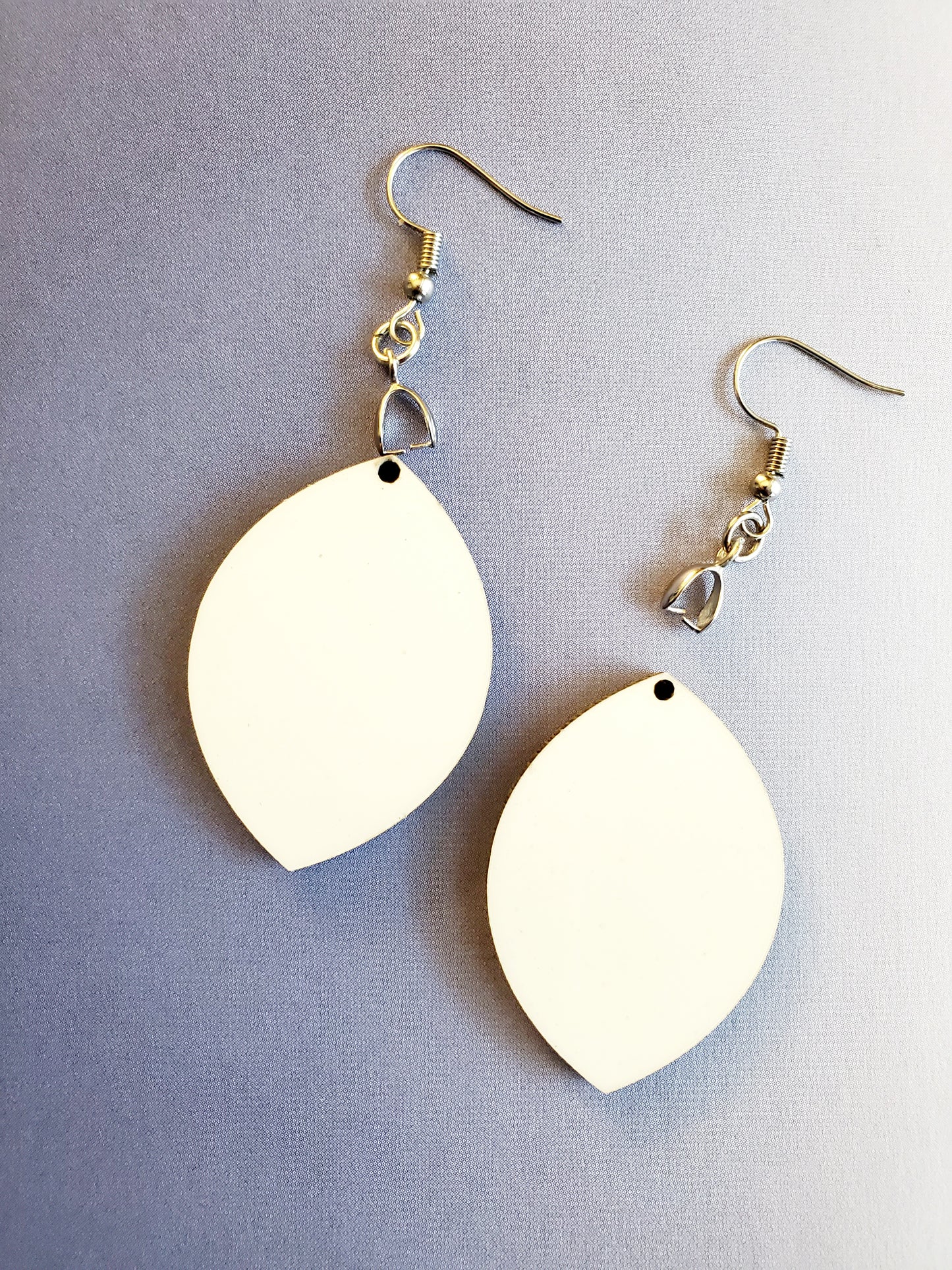 Pair of Leaf Shape 2-Sided MDF Sublimation Earrings with Hanging Hardware (set of 2). Laserable!