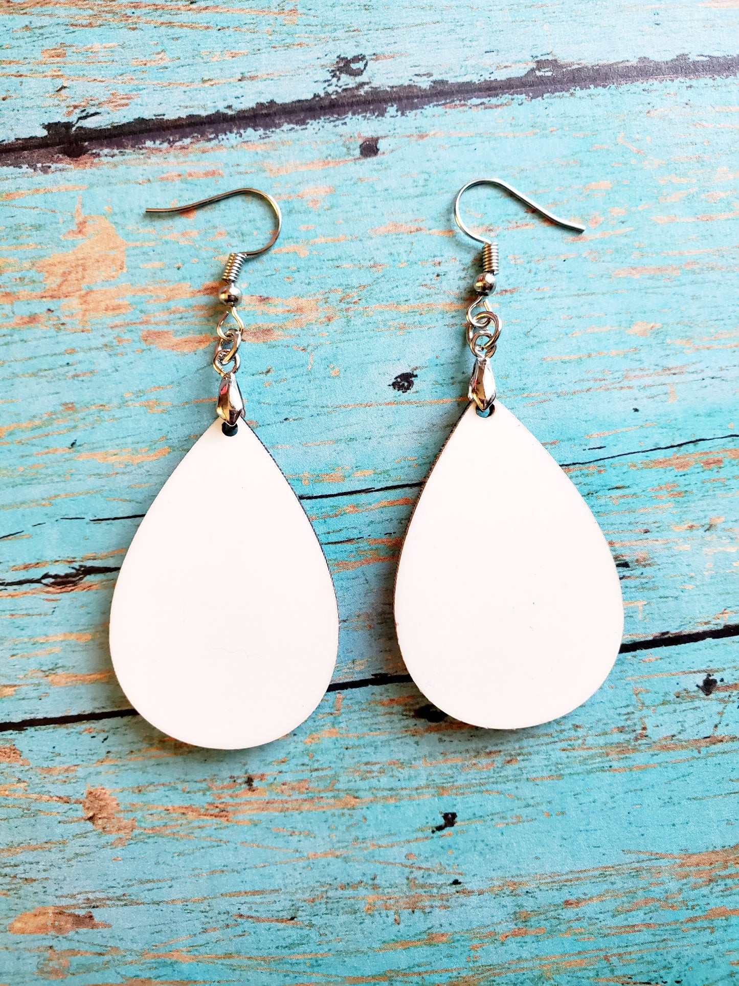Pair of Teardrop Shape MDF Earrings with Hanging Hardware (set of 2). Laserable!