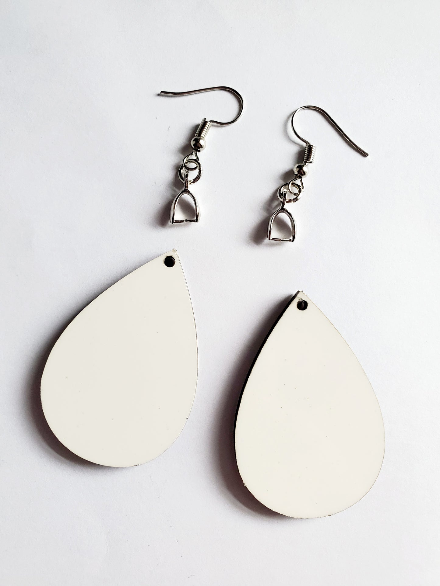 Pair of Teardrop Shape MDF Earrings with Hanging Hardware (set of 2). Laserable!