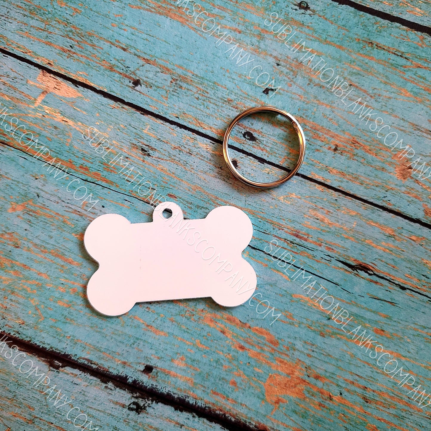 2-sided Dog Bone Shape Dog Pet ID Tag Aluminum Metal Sublimation/Laserable Blank with Hanging Ring