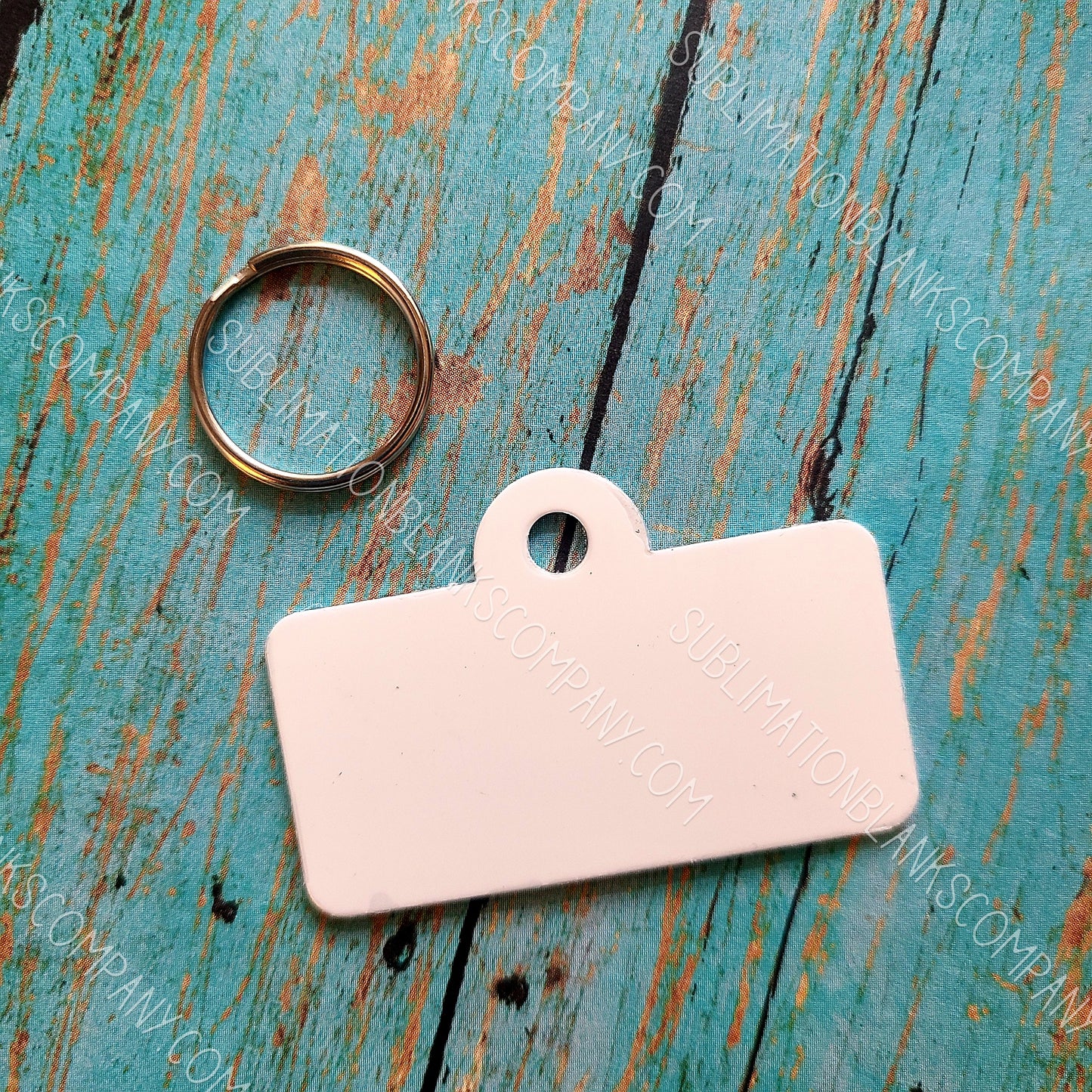 2-sided Rectangle License Plate Pet ID Tag Sublimation/Laserable Blank with Hanging Ring
