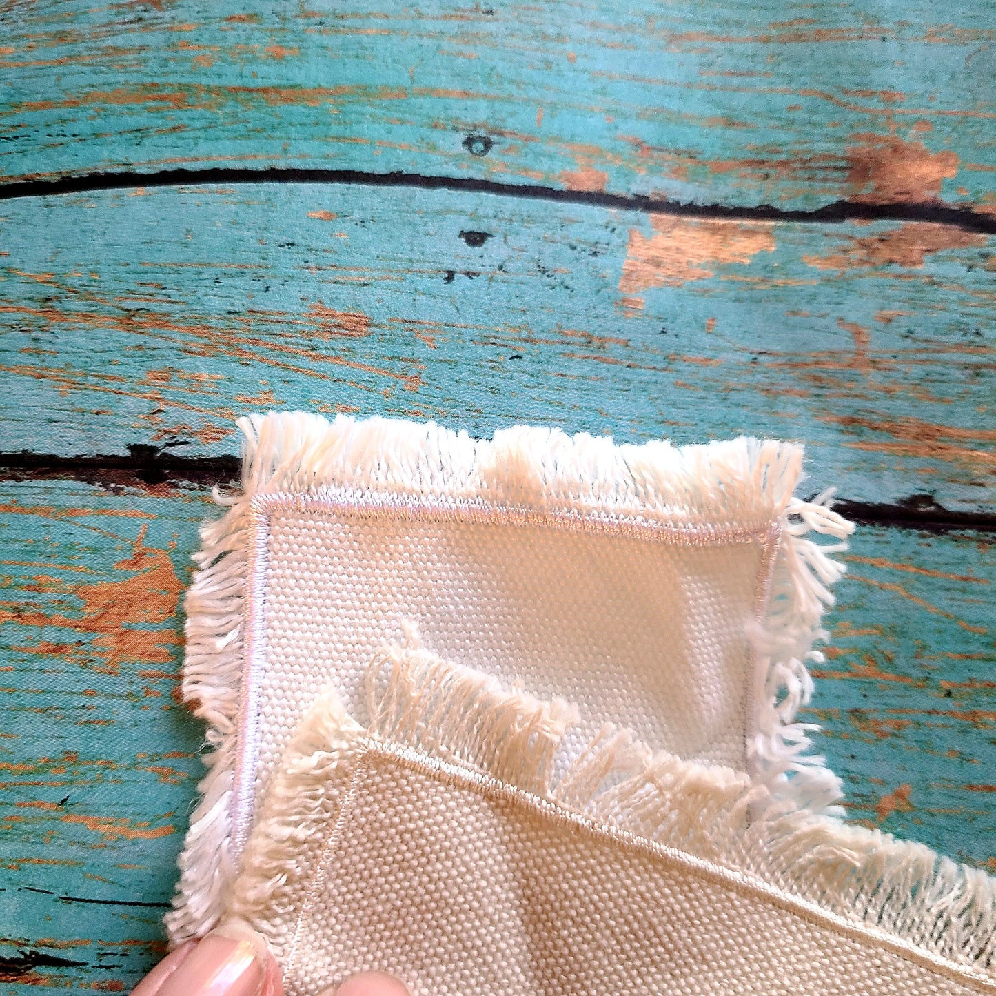 Rectangle Raggy Distressed Burlap Center Stitched Hat Patch Sublimation Blank with Glue Paper