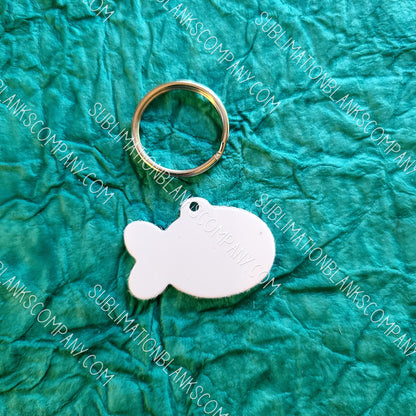 2-Sided Fish Pet ID Sublimation/Laserable Aluminum Metal Blank with Ring