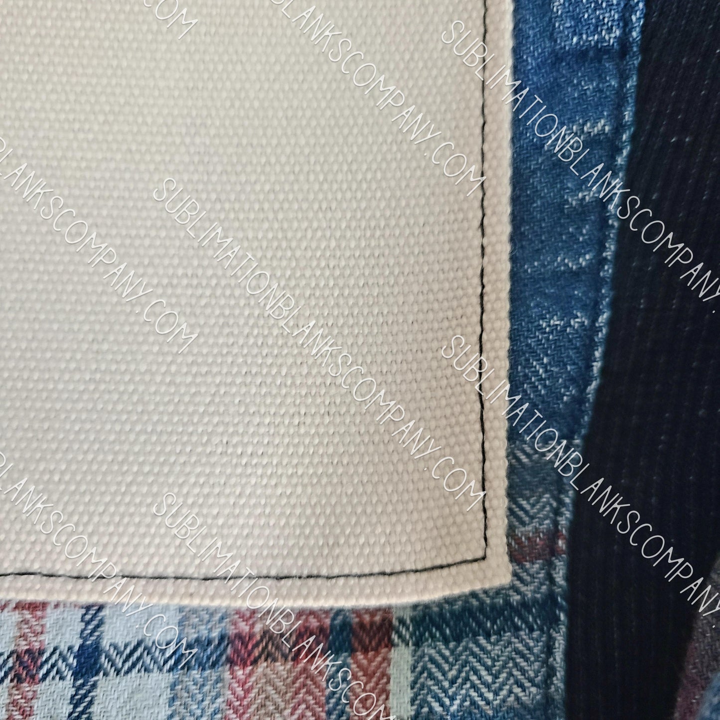 Extra Large Rectangle Black Stitch Edge Burlap Back Patch Sublimation Blank with Glue Paper