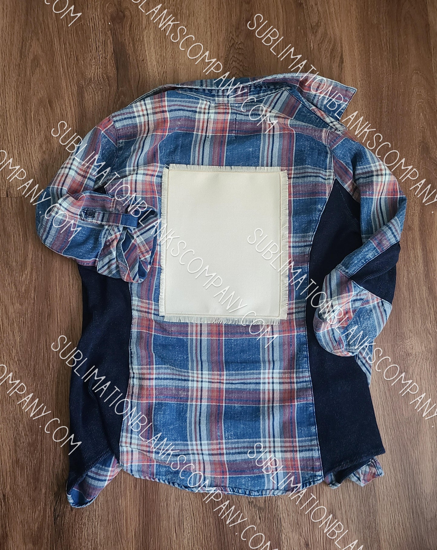 Extra Large Rectangle Raggy Distressed Burlap Center Stitched Back Patch Sublimation Blank with Glue Paper
