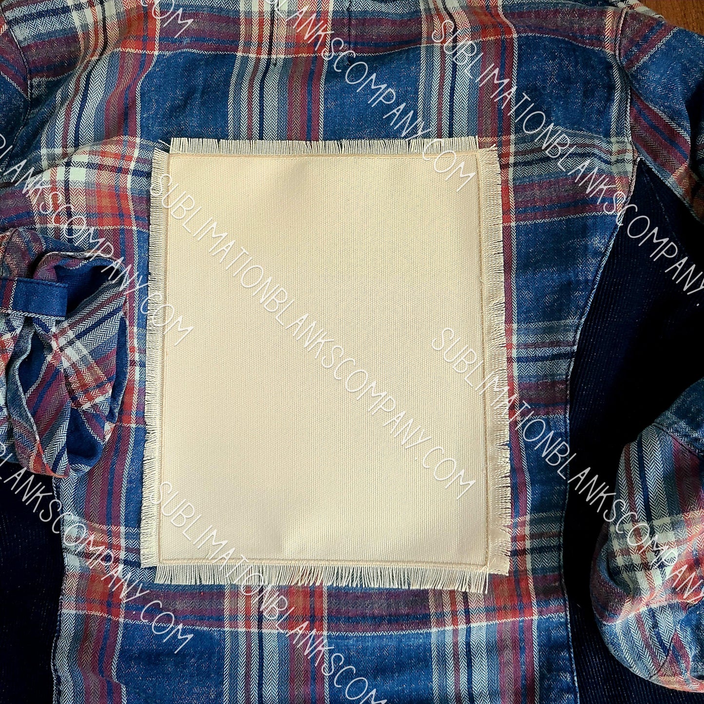 Extra Large Rectangle Raggy Distressed Burlap Center Stitched Back Patch Sublimation Blank with Glue Paper